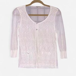 Fracomina White Retro Lace Cardigan